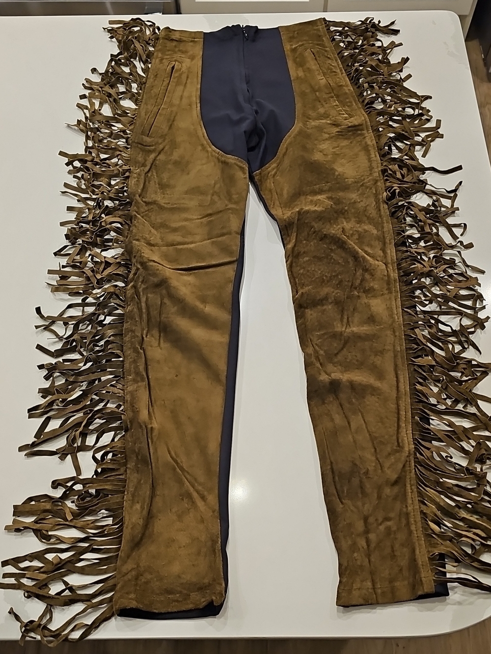 Womens Suede Fringe Leggings